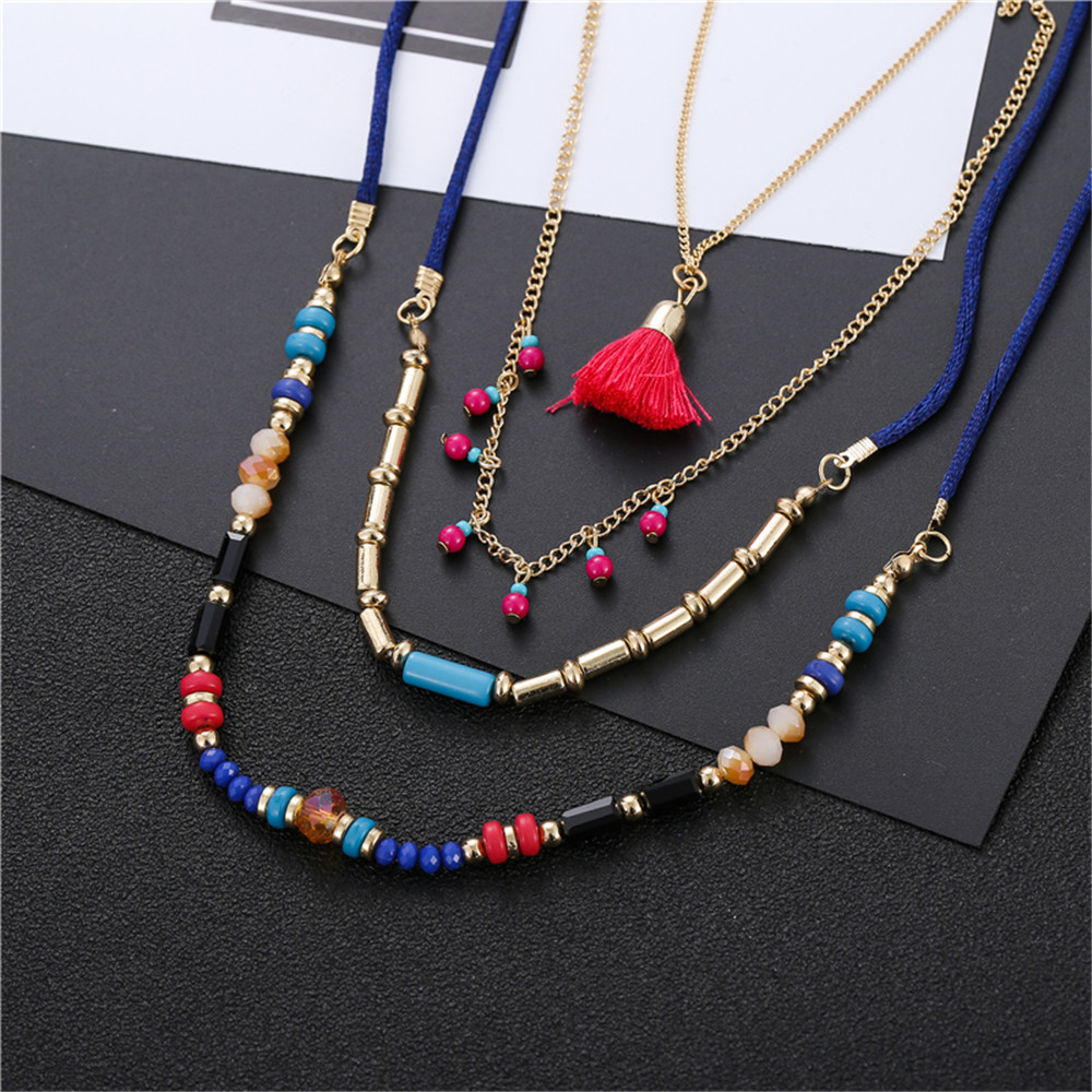 Fashion Ethnic Style Multi-layer Rice Bead Chain