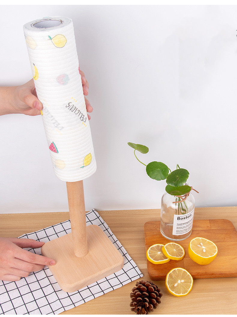 Vertical Simple Japanese Style Solid Wood Kitchen Paper Holder Toilet Roll Holder Beech Frame