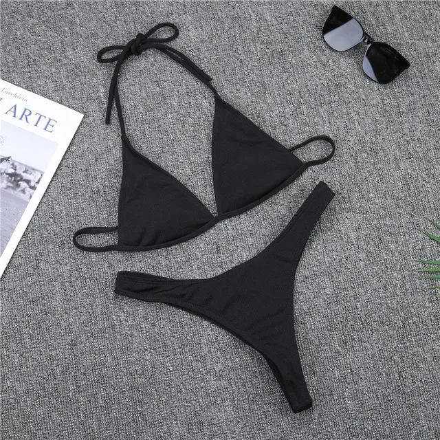 Brazilian Girls Swimming Suits Bikini Small Cup High Cut Black - Shop at LoveMi