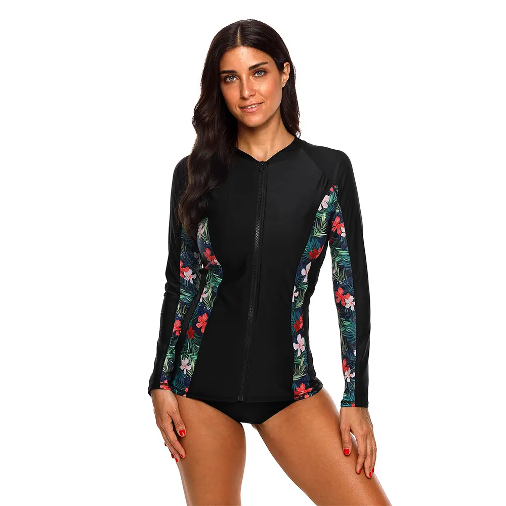Bikini Fashion Printed Zipper Anti-Ultraviolet Slim Fit Swimsuit