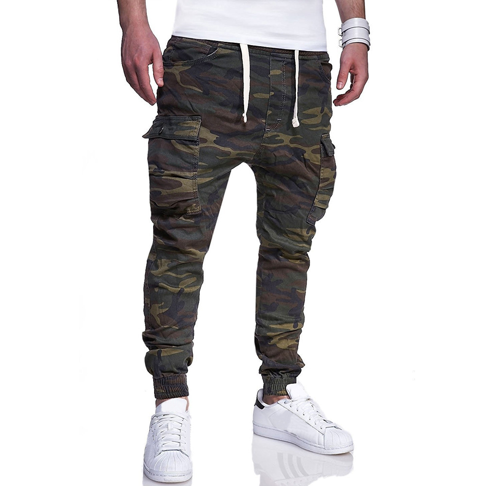 Men's Fashion Camouflage Printed Tether Belt Casual Pants