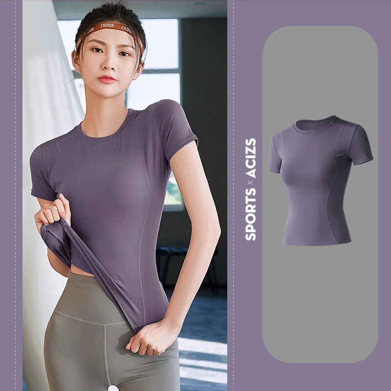 Tight Fit And Thin Outer Wear Short Sleeves - Purple