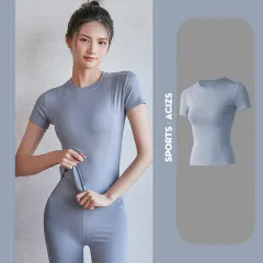Tight Fit And Thin Outer Wear Short Sleeves - Blue - View 1