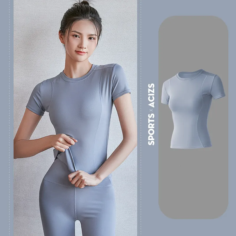 Tight Fit And Thin Outer Wear Short Sleeves - Blue