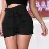 Pocket Lace Wide Leg Casual Sexy Hollow Summer Women'S Shorts Black - Shop at LoveMi