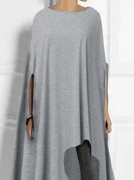 Women's Knitted Round Neck Pullover Bat Shirt