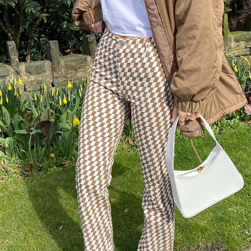 Clothing Fashion Street Water Ripple Printing Zipper Micro-Pants Women