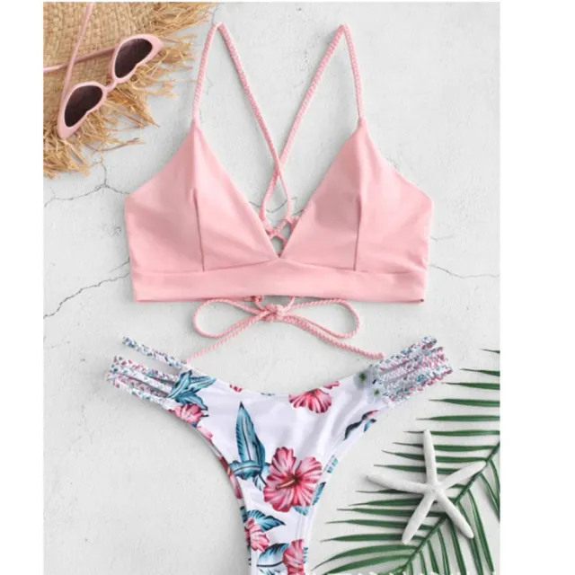 Sexy Braided Bikini Swimsuit Pink - Shop at LoveMi