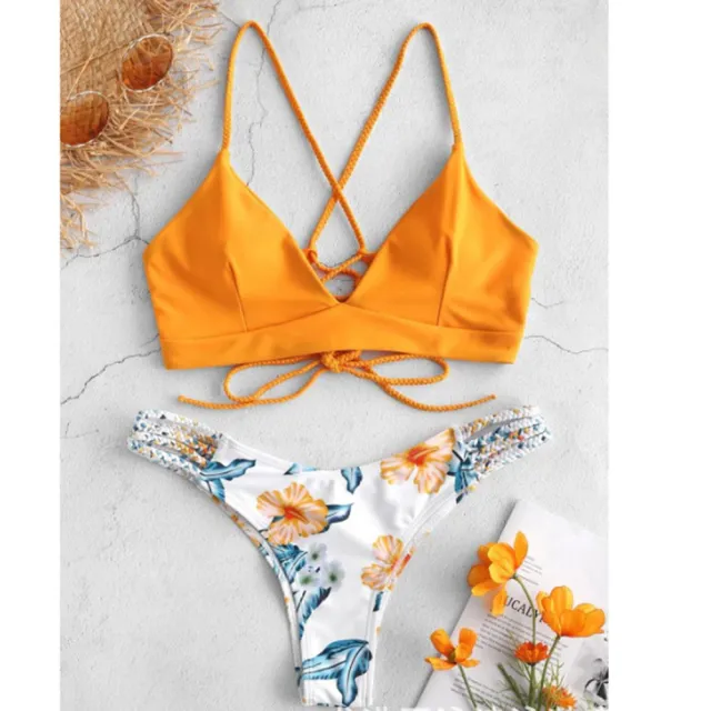 Sexy Braided Bikini Swimsuit Yellow - Shop at LoveMi