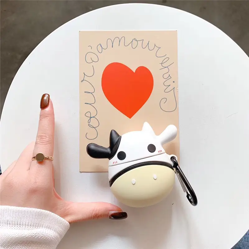 Protective Sleeve Cartoon Cow  Generation Bluetooth Wireless Headset Box Silicone Anti-drop Creative Female