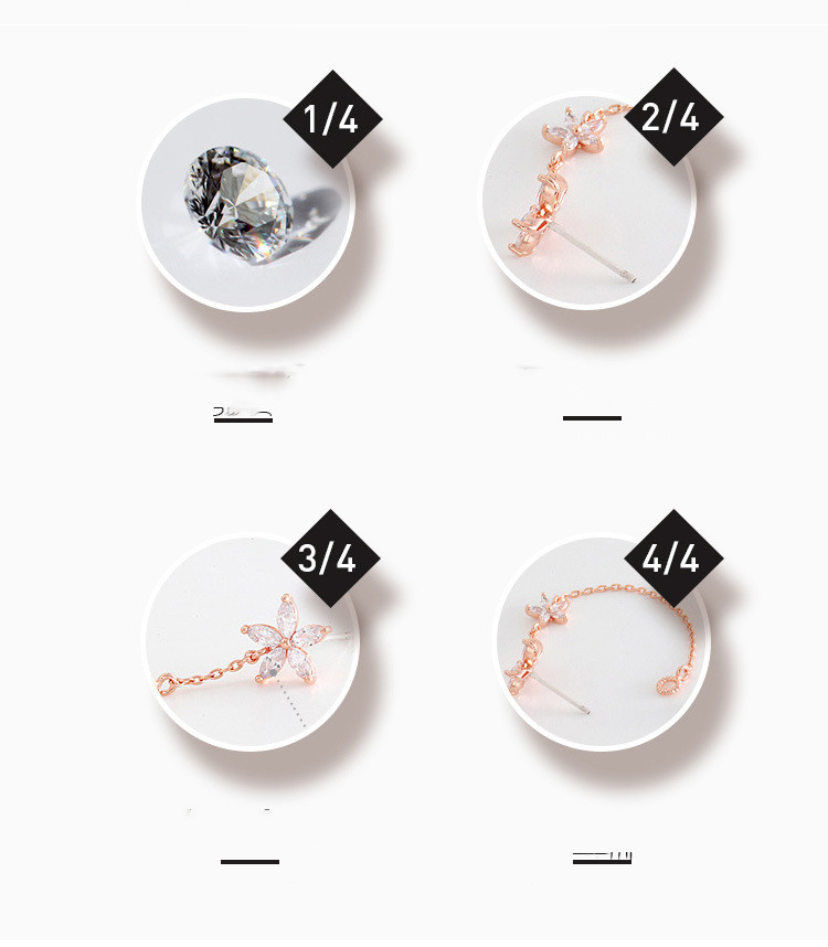 Temperament Flower Tassel Asymmetrical Earrings Korean Style Sterling Silver Jewelry All-match