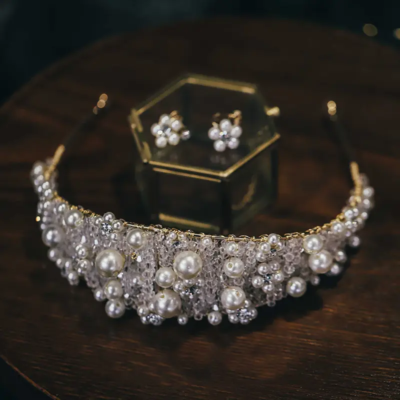 Handmade Beaded Bridal Wide Hairband Wedding