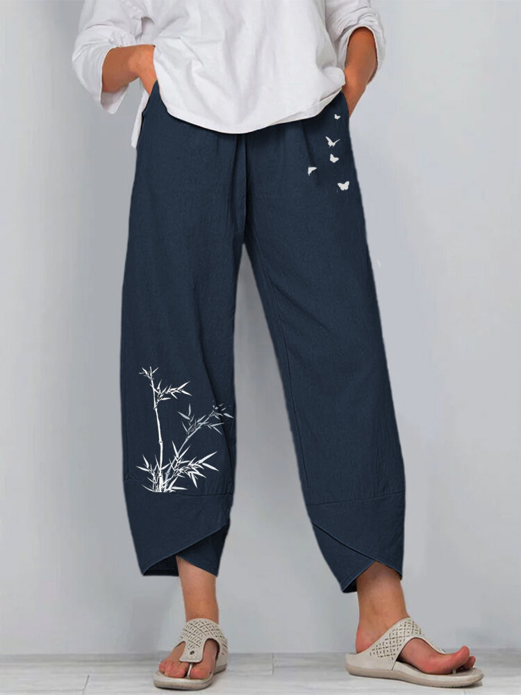 Printed Ladies Elastic Waist Casual Pants