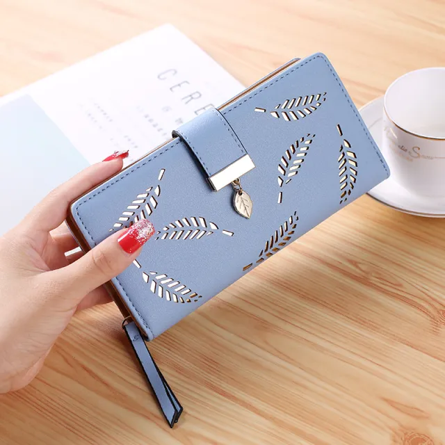 Buckle European And American Fashion Wallet Large Capacity Clutch Blue - Shop at LoveMi