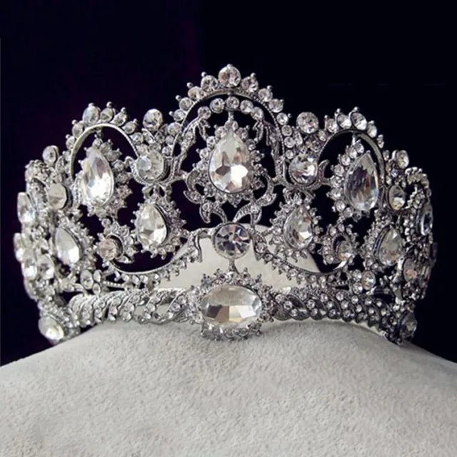 Bridal Rhinestone Wedding Big Crown Headband Silver - Shop at LoveMi