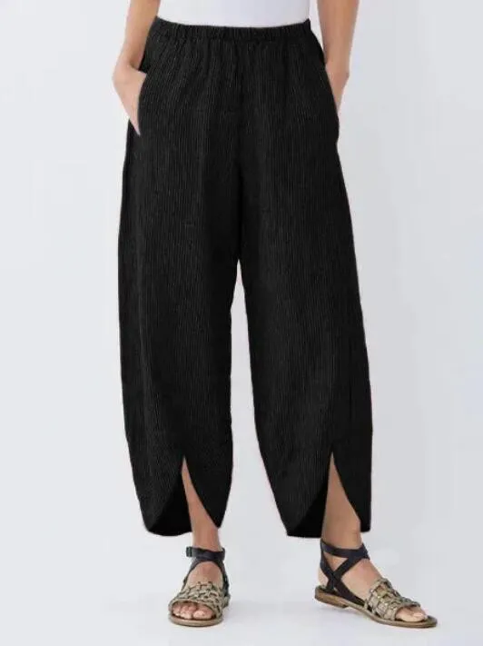 Loose Casual Straight leg Women's Trousers Black - Shop at LoveMi
