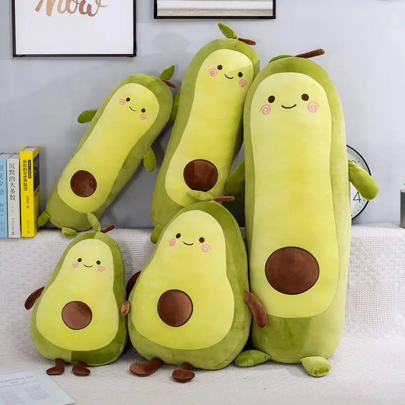 Avocado Strip Pillow Doll Doll Sleeping on Bed Plush Toy