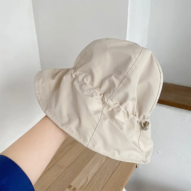 Show Face Small Shade Sunscreen Hat Casual Ins Wind Korean Style Drawstring Basin Hat Women Beige - Shop at LoveMi