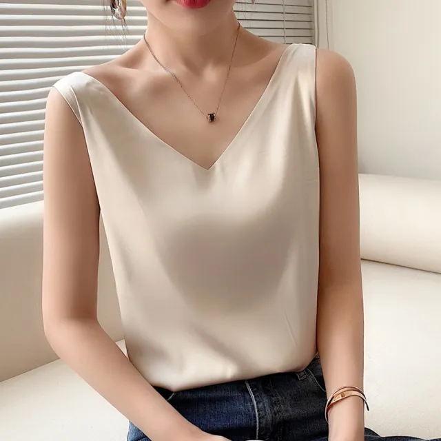 Summer Simulation Silk Camisole Women'S Inner Suit V Neck Champagne - Shop at LoveMi