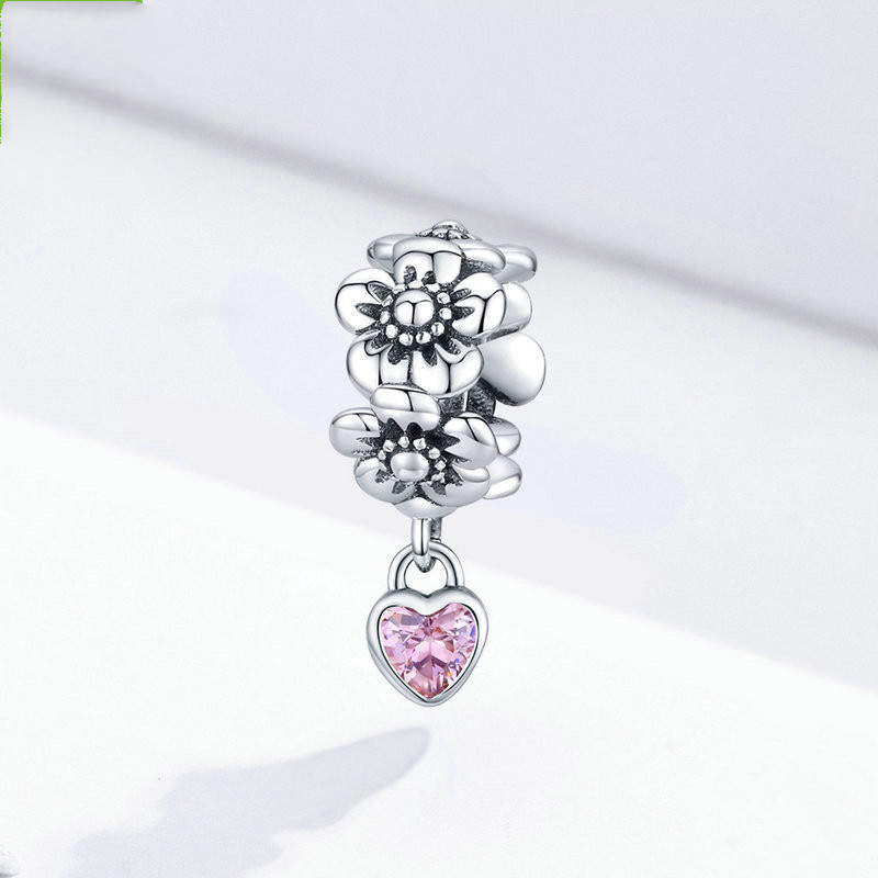 Beaded Bracelet Jewelry Accessories Pieces Pink Flowers S925 Silver Beads