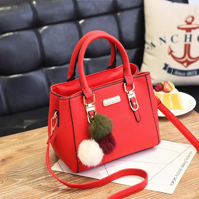 Taizhou Pu Leather Handbag Female Bag New Style One Shoulder Diagonal Bag Fashion All Match Large Capacity Foreign Trade Bag Red - Shop at LoveMi