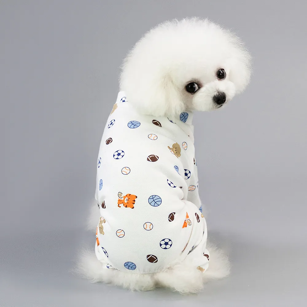 Pet Four-Legged Cotton Home Clothes Dog Pyjamas Casual Cartoon Fruit Pattern - Football