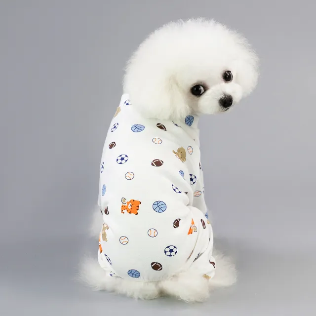 Pet Four Legged Cotton Home Clothes Dog Pajamas Casual Cartoon Fruit Pattern Football - Shop at LoveMi