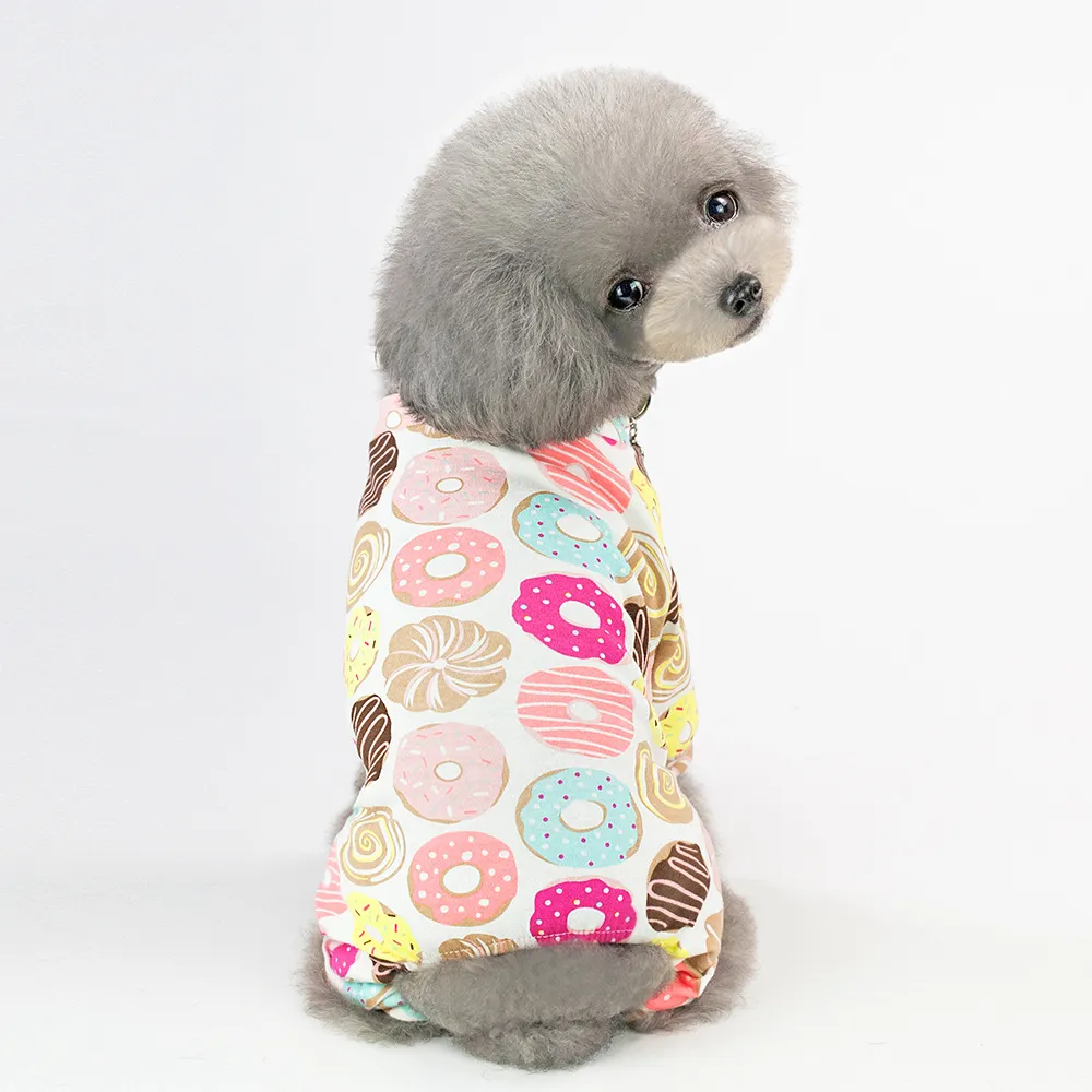 Pet Four-Legged Cotton Home Clothes Dog Pyjamas Casual Cartoon Fruit Pattern - Donuts