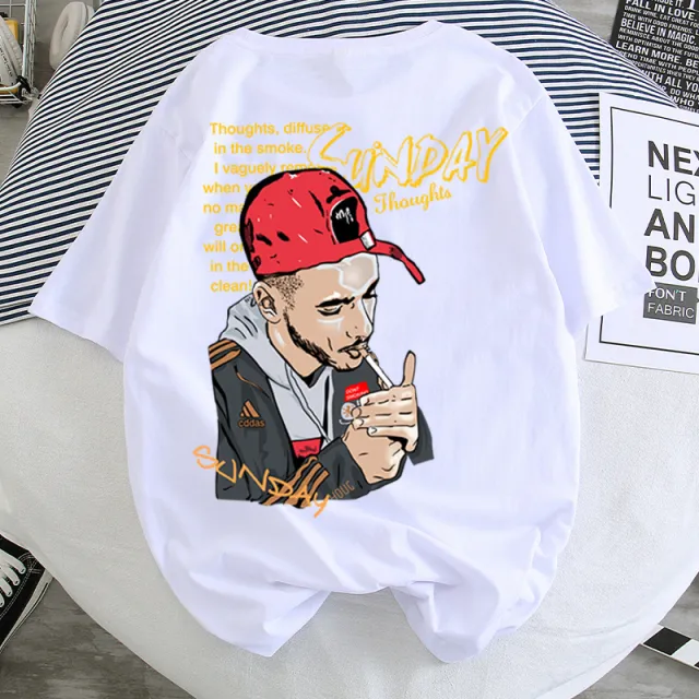 Hip Hop Short Sleeved Men'S T Shirt Style Loose Five Point Sleeve Half Sleeve Men And Women Couples R - Shop at LoveMi