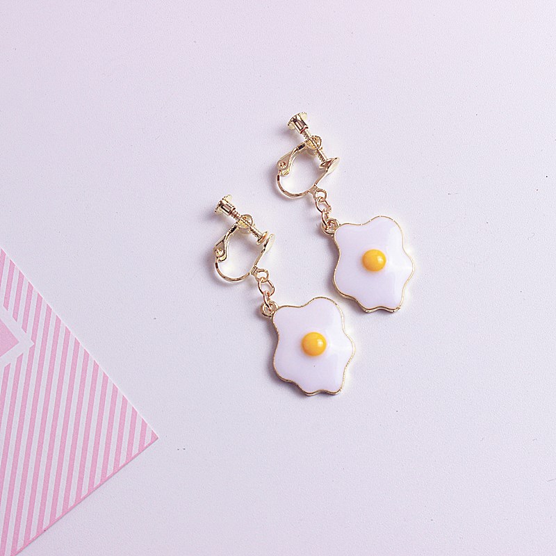 Japanese Cute And All-Match Poached Egg Omelette Earrings