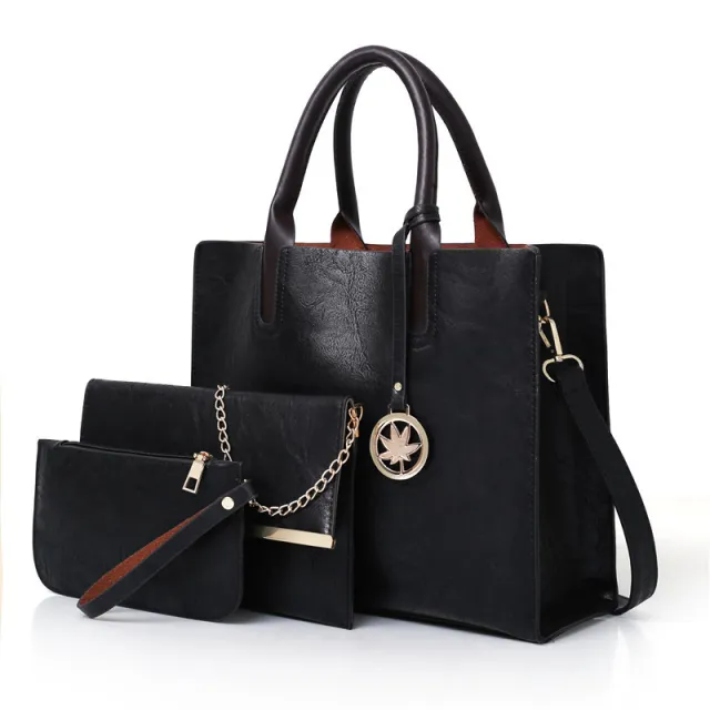 New Foreign Trade Three Piece Bag, European And American Fashion Single Shoulder Messenger Bag, Large Capacity Handbag Black - Shop at LoveMi