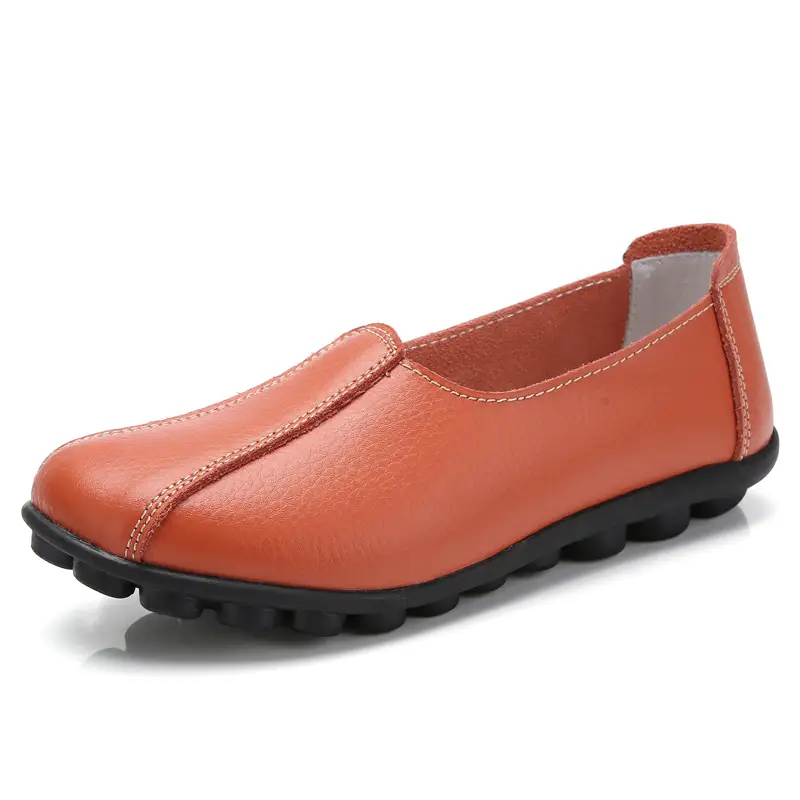 New Style Cowhide Peas Shoes Women'S Large Size Non-Slip Casual Shoes Flat Sole Women'S Shoes