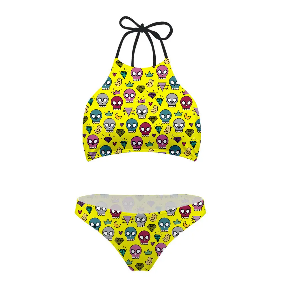 Fashion No Steel Ring Split Swimsuit Bikini  Back Print
