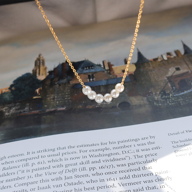 Pearl Pendant Necklace Female Clavicle Necklace Titanium Steel Material