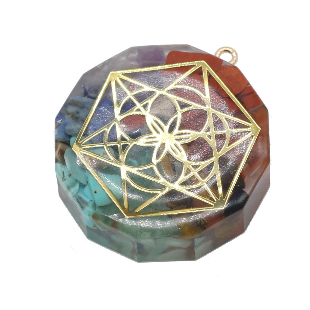 New Exquisite Natural Stone Round Seven Chakras Pendant Diy Jewelry Accessories Necklace