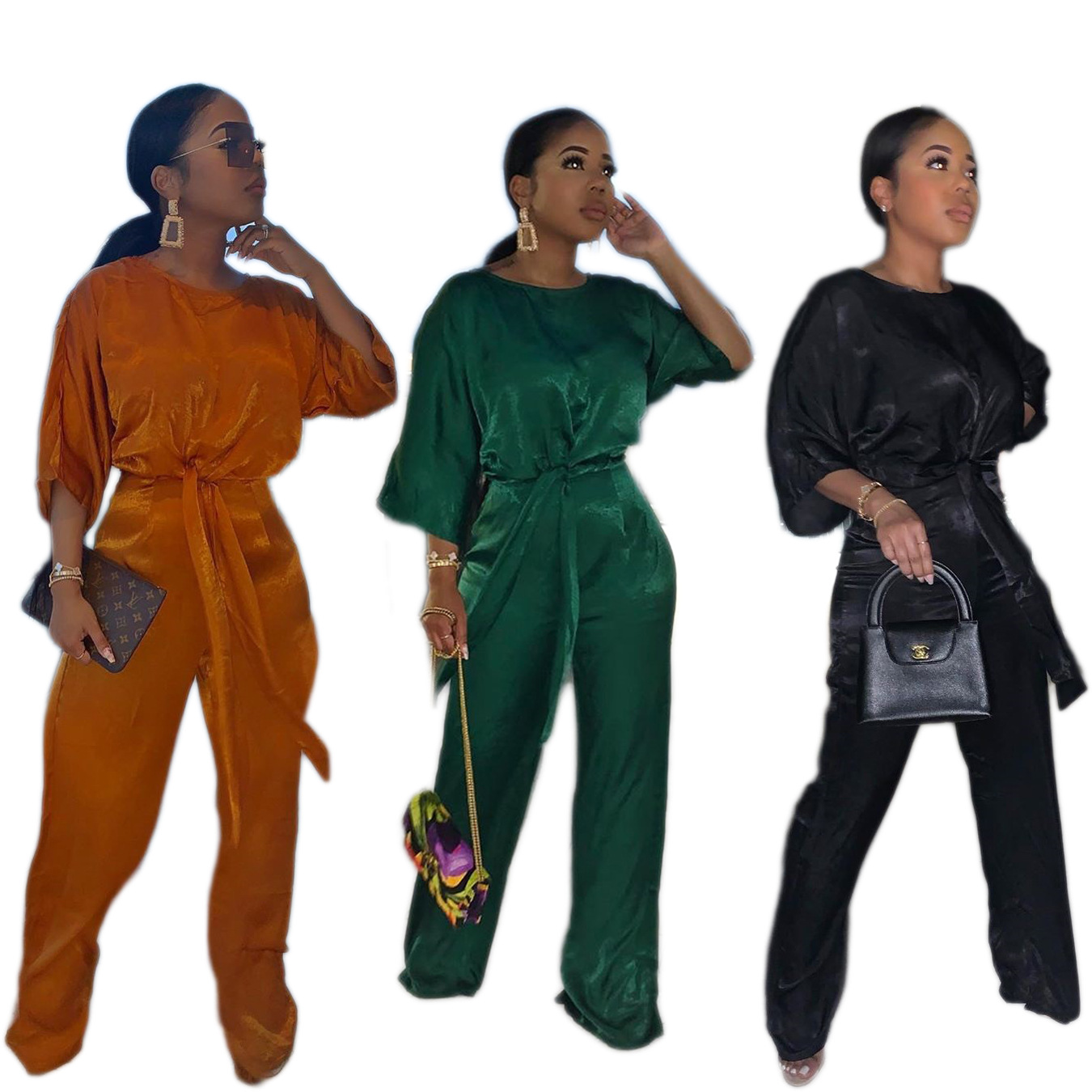 Home Furnishing Loose Silky Three-color Two-Piece Set