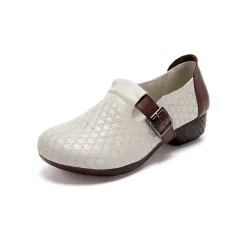 New Style Beef Tendon Sole Retro Ethnic Style Leather Casual Soft Sole Women'S Leather Shoes - White - View 1