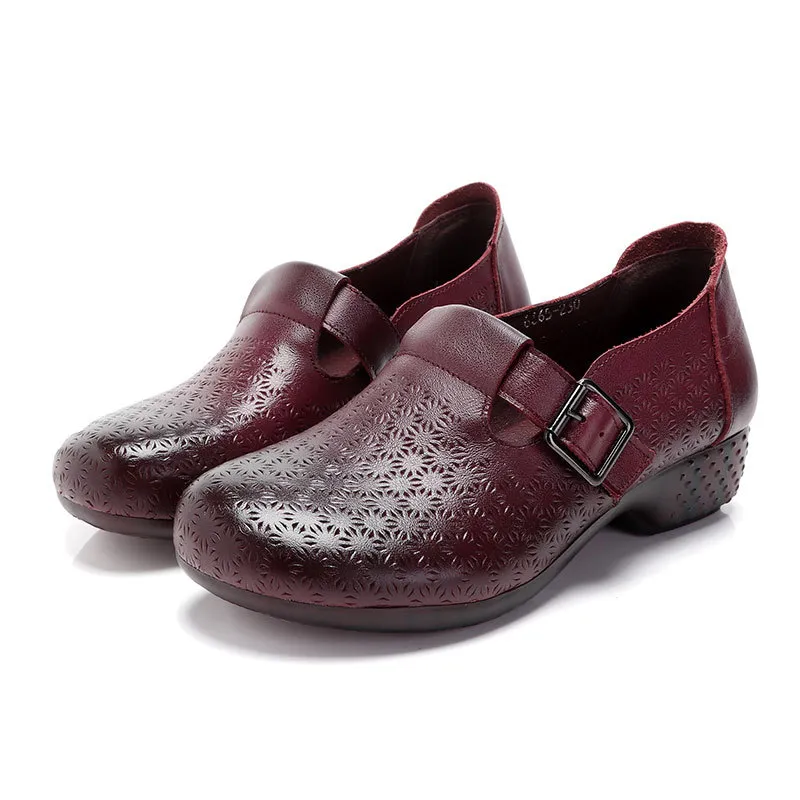 New Style Beef Tendon Sole Retro Ethnic Style Leather Casual Soft Sole Women'S Leather Shoes - Purple