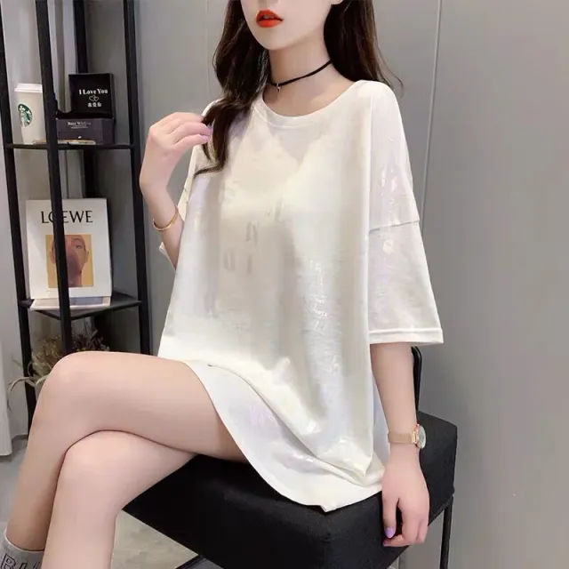 Short Sleeved T Shirt Women'S Summer Plus Size Women'S Clothing New Korean Ins Tide Print Top White - Shop at LoveMi