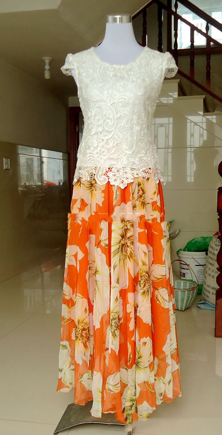 New Style Chiffon Long Skirt Chiffon Big Swing Skirt