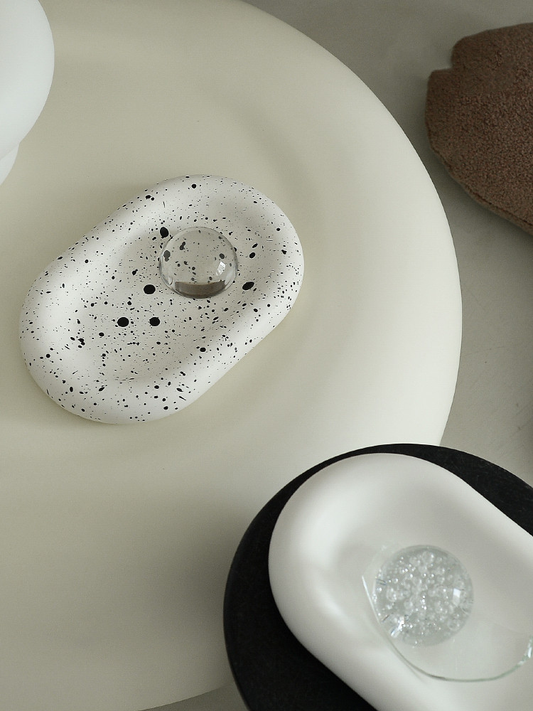 Ceramic Matte Oval Dinner Plate Nordic Ins Decoration Storage Tray Cake Salad Splash Ink