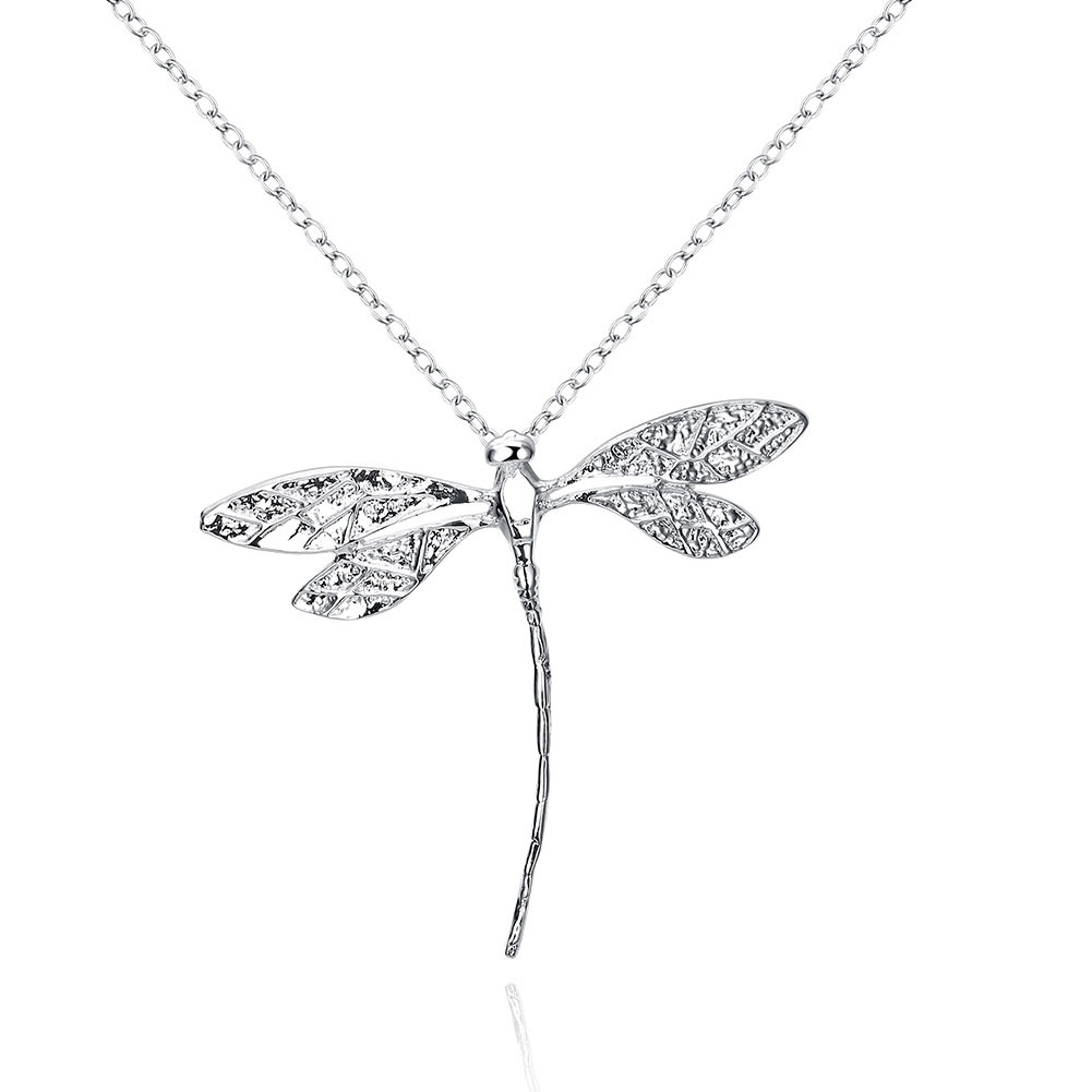 Fashion Silver-Plated Dragonfly Pendant Necklace Women