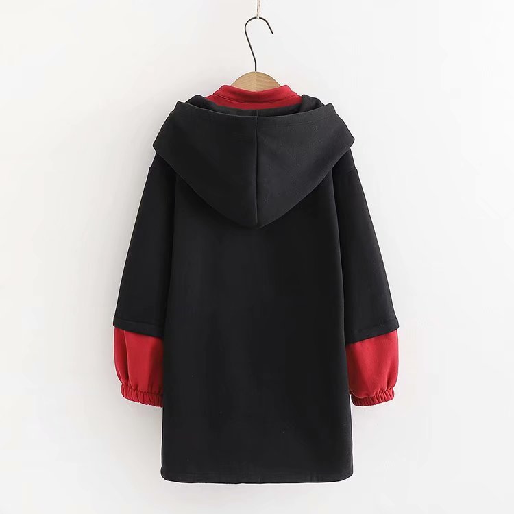 Title 6, Fake Two Small High-Necked Hooded Sweater Women...