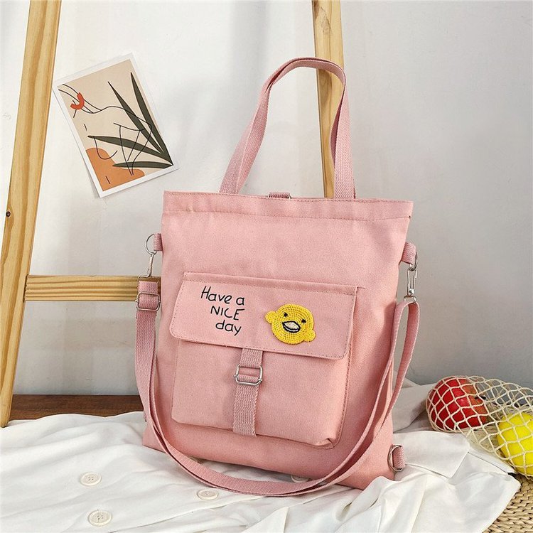 Canvas Bag Female New Casual College Student Class Portable Bag Shoulder Bag Large Capacity Messenger Bag Female Bag