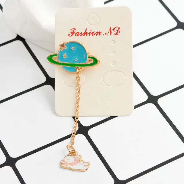 Personality Creative Planet Series White Rabbit Brooch Style A - Shop at LoveMi