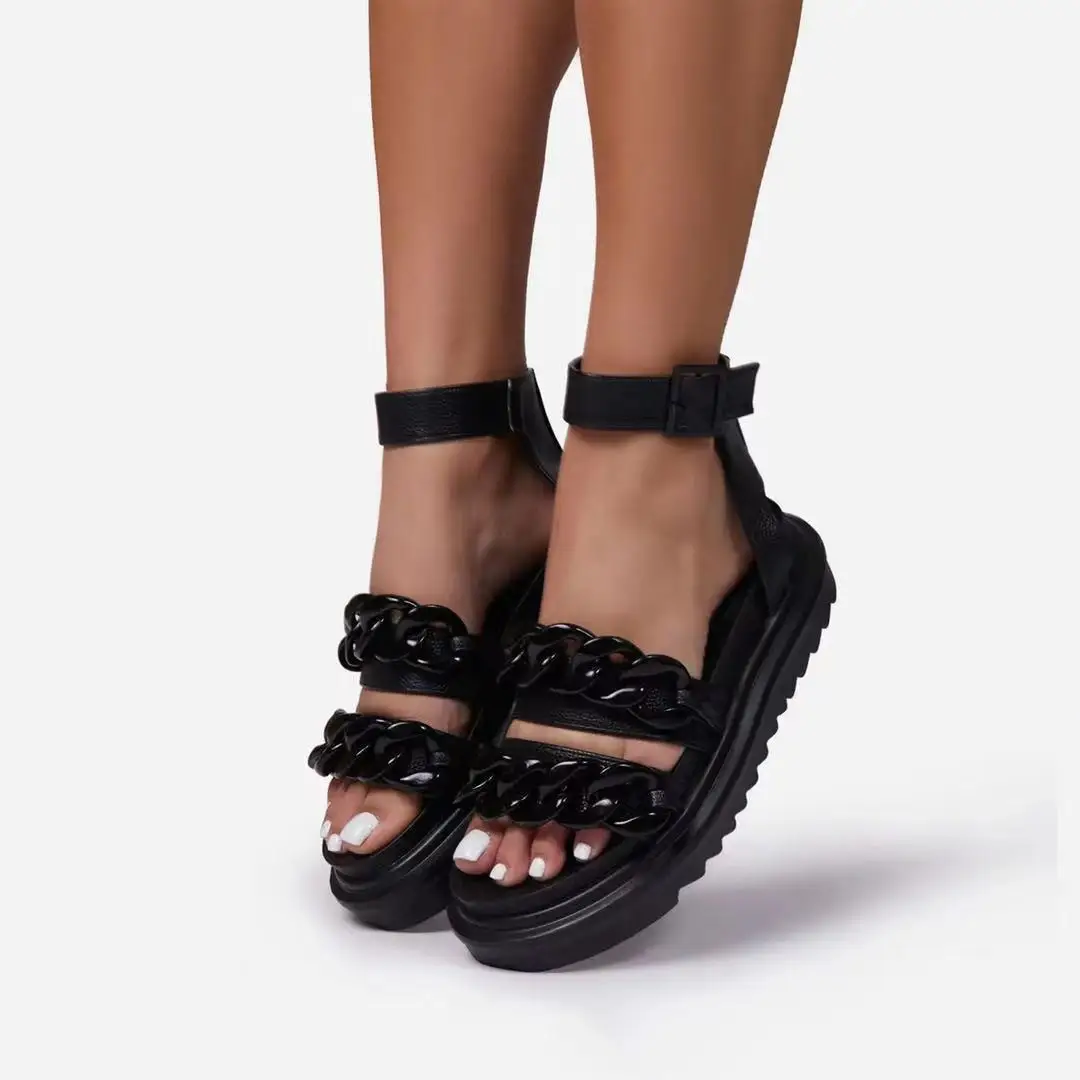 Snakeskin Women'S Sandals With Platform Buckle