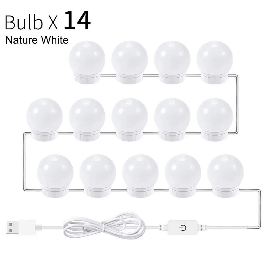 Makeup Mirror Bulb Usb Three-Color Touch Dimming Bathroom Mirror Front Light Led Mirror Light