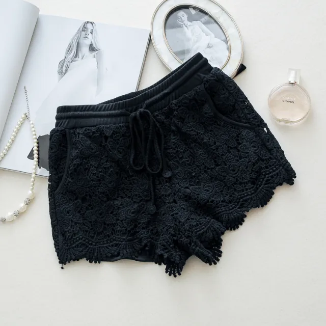 Knitted Net Red Split Skirt Swimming Suit Conservatively Cover Belly Black - Shop at LoveMi