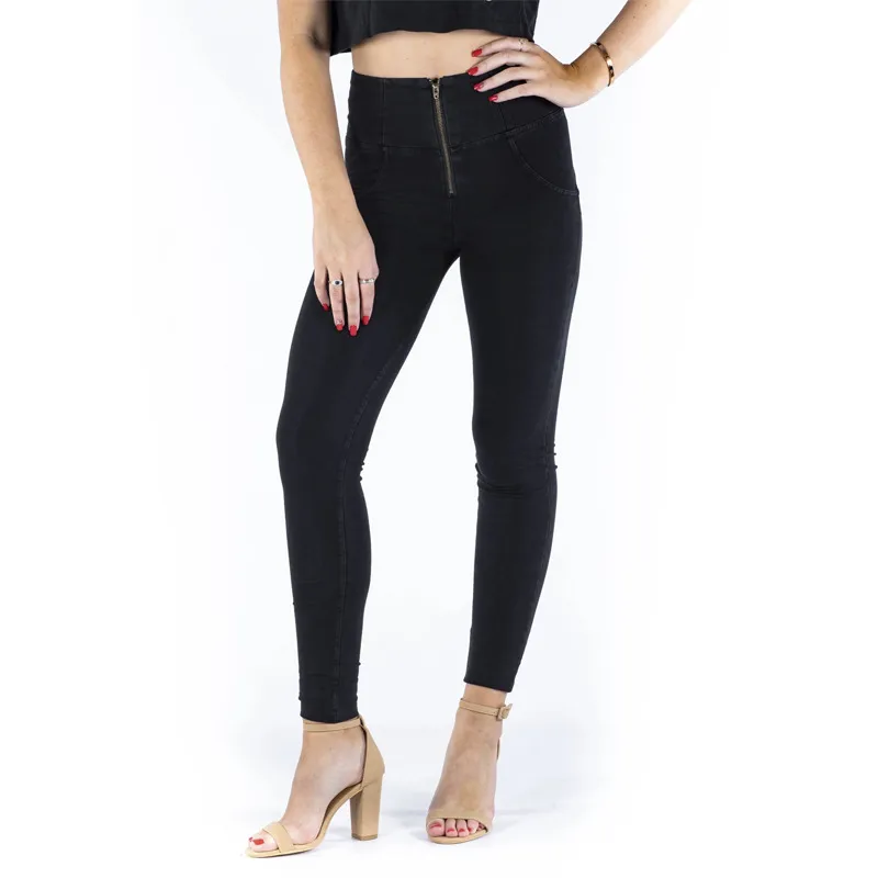 Jeans Sports Leggings Women'S High Waist Hip Body Pants Summer Dance Yoga Fitness Pants - Black