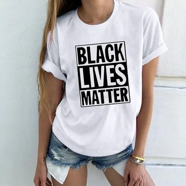 European And American Women'S Black Lives Matter Printed Short Sleeve T-Shirt - White